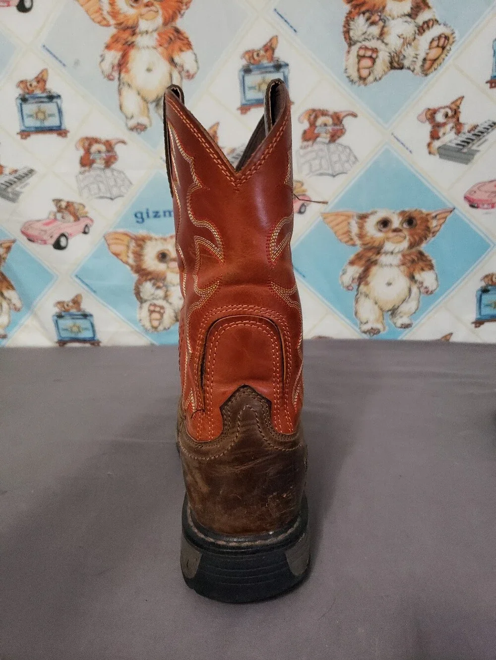Ariat Men's Two-Tone Brown & Orange Western Work Boots Size 9D - Picture 3 of 11